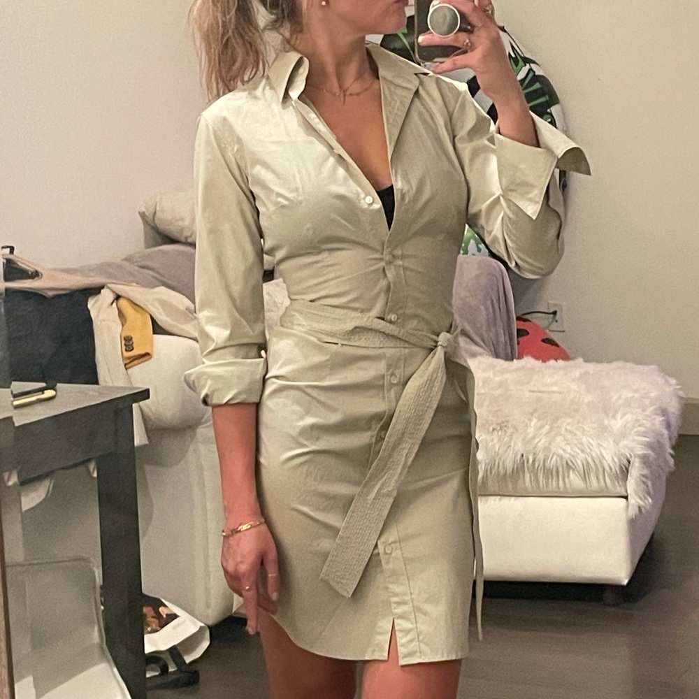 Gap 0 khaki trench coat dress